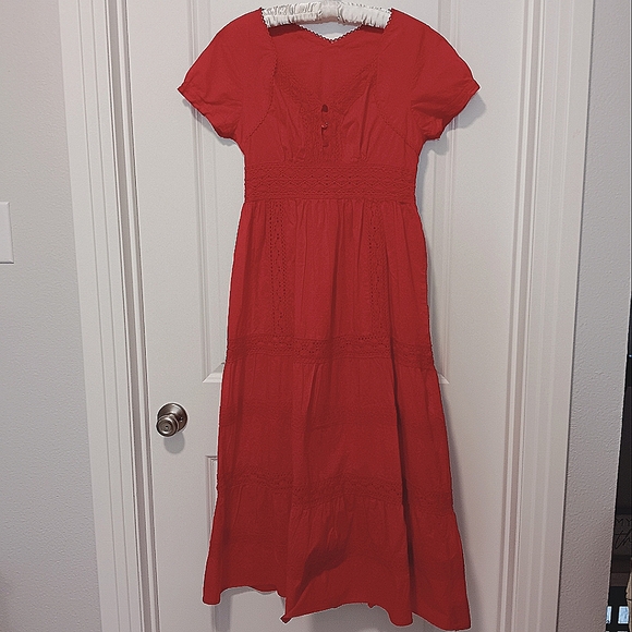 Boho Mexican dress with lace details, Size M - Picture 4 of 9